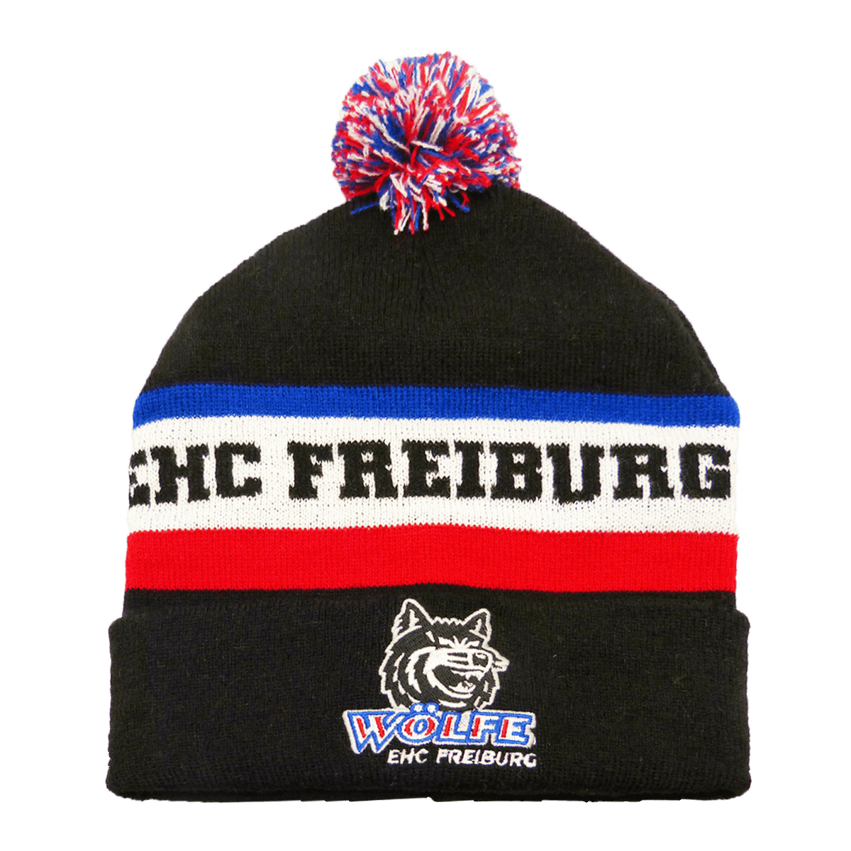 Pudelmütze mit Umschlag inkl. Stick + Logo / Text gestrickt