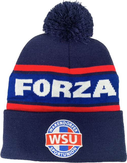 Pudelmütze mit Umschlag inkl. Stick + Logo / Text gestrickt